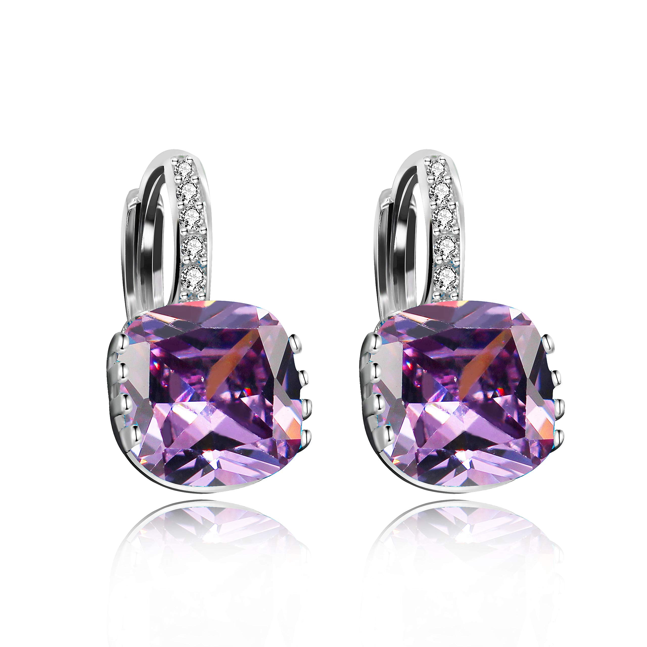 Rhodium AD & Purple Earrings main image 1
