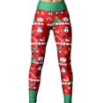 thumbnail image 1 of Blue and white Leggings navideños feos de cintura alta para mujer, medias navideñas con lazo a rayas y muñeco de nieve, 1 of 4