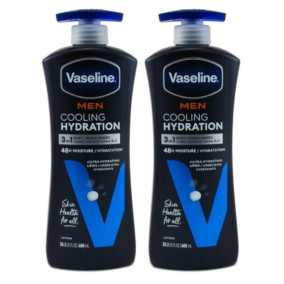 Vaseline Mens 48-Hour Moisture Lotion Cooling Hydration 20.3oz (Pack of 2)