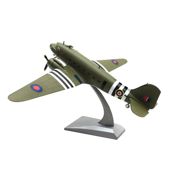 Aviation Military Model 1/100 Scale WWII C-47 Transport Aircraft Alloy Aircraft Model with Stand for Enthusiasts