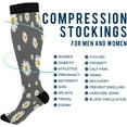 thumbnail image 4 of Daisy Flower Compression Socks, Knee High Running Socks for Women, Men, Sports, Running, Travel, Nurses Gift, 4 of 7