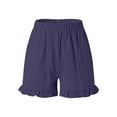 thumbnail image 7 of YMNXA Women's Summer Shorts Elastic Waisted Solid Color Straight Leg Ruffles Comfortable Fashion Shorts For Daily Wear,Blue,S, 7 of 7