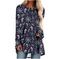thumbnail image 1 of Tops Navideños Para Mujer Blusas de Manga Larga Estampado de Cuello Redondo Camiseta Odeerbi ODB192210, 1 of 5