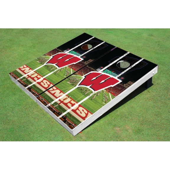 University of Wisconsin Stadium Long Stripe Themed Cornhole Boards