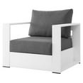 thumbnail image 6 of Lounge Sectional Sofa Chair Table Set, White Gray Grey, Aluminum, Metal, Fabric, Modern Contemporary, Outdoor Patio Balcony Cafe Bistro Garden Furniture Hotel Hospitality, 6 of 10