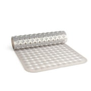 TranquilBeauty Non-Slip Shower and Bath Mat | Diamond Cut Clear Grey 88x40cm/35x16in with Suction Cups | Machine-Washable, Latex-Free Rubber Bath Mat | Elderly & Children to Prevent Tub Slips