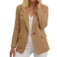 thumbnail image 2 of felwors Womens Blazers for Work Casual Business Open Front Solid Blazers Summer Lightweight Lapel Draped Office Suit Jackets Khaki, XXXL, 2 of 6