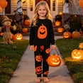 thumbnail image 5 of ANFUZAI Family Matching Halloween Pajamas Set - Pumpkin Print Long-Sleeve Sleepwear for Family Holiday Loungewear, 5 of 8