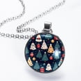 thumbnail image 2 of Christmas Tree Women's Glass Circular Pendant Necklace, 2 of 5