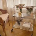 thumbnail image 3 of Storage Rolling Cart 2 Tier Glass Utility Organization Mobile Shelving for Bedroom Living Room Dining Room, 3 of 12