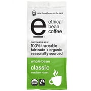 Ethical Bean Classic Medium Roast Fairtrade Organic Whole Bean Coffee, 12 oz Bag