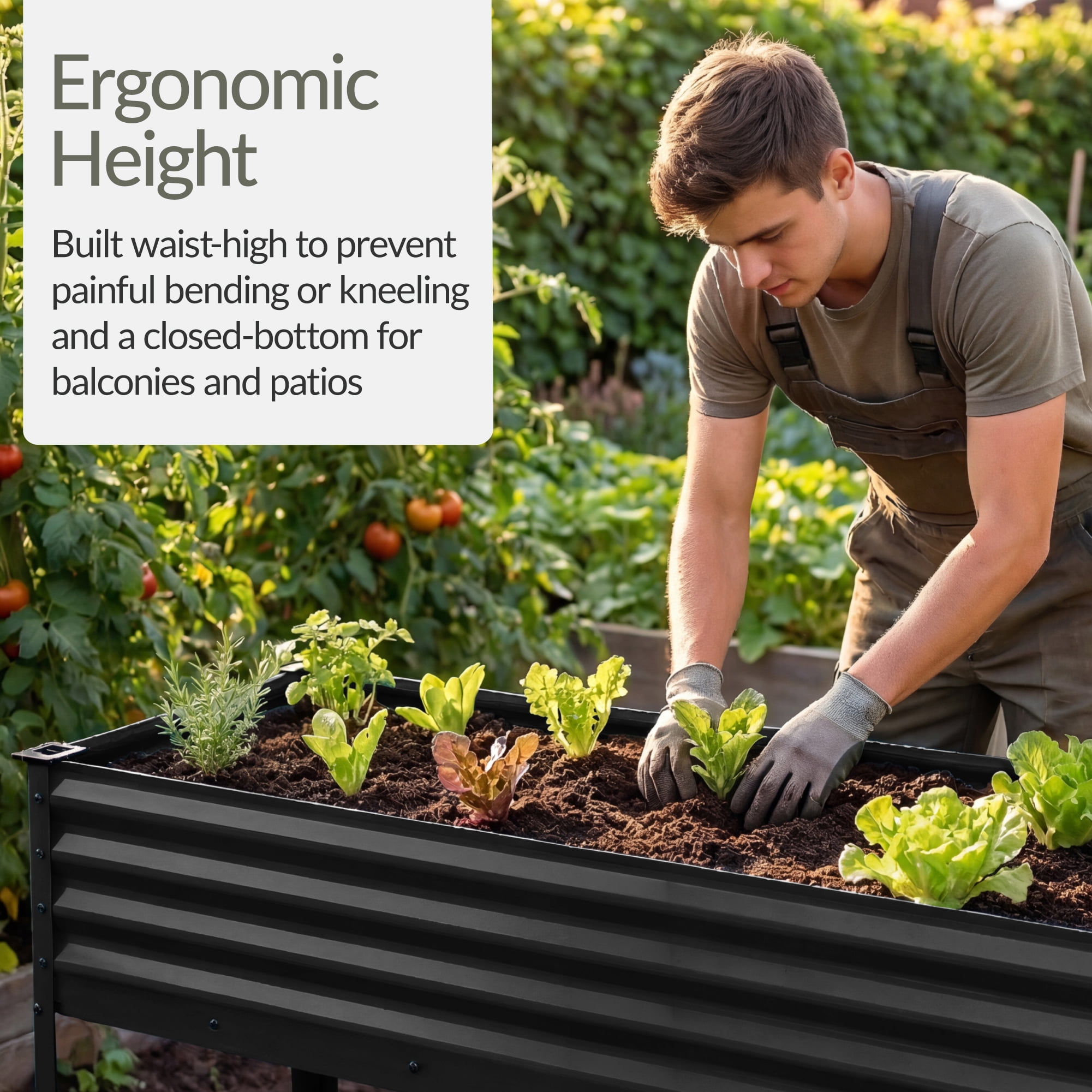 Best Choice Products 48x24x30in Elevated Galvanized Metal Garden Bed w/ Corner Protectors - Black