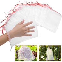 Scheam 50 Pcs Fruit Protection Bags ,Netting Bags, Garden Plant Fruit Protect Drawstring Net Bag, Garden Netting Pest Barrier, Bug Net Tiny Mesh Bags Drawstring Netting 10"x6" inch