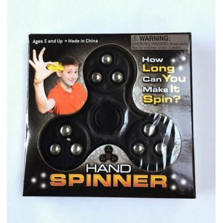 Tri Fidget Hand Spinner 9 Steel Balls Black Toy Stress Reducer Ball Bearing High Speed Spinners - May help with ADD, ADHD, Anxiety, and Autism