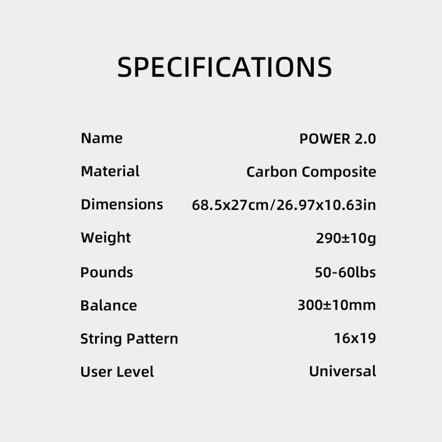 SALYWEE POWER 2.0 Adult Tennis Racket - Carbon Fiber Composite, 16×19 Strung Pattern, Simple & Elegant Design, Free Bag Included