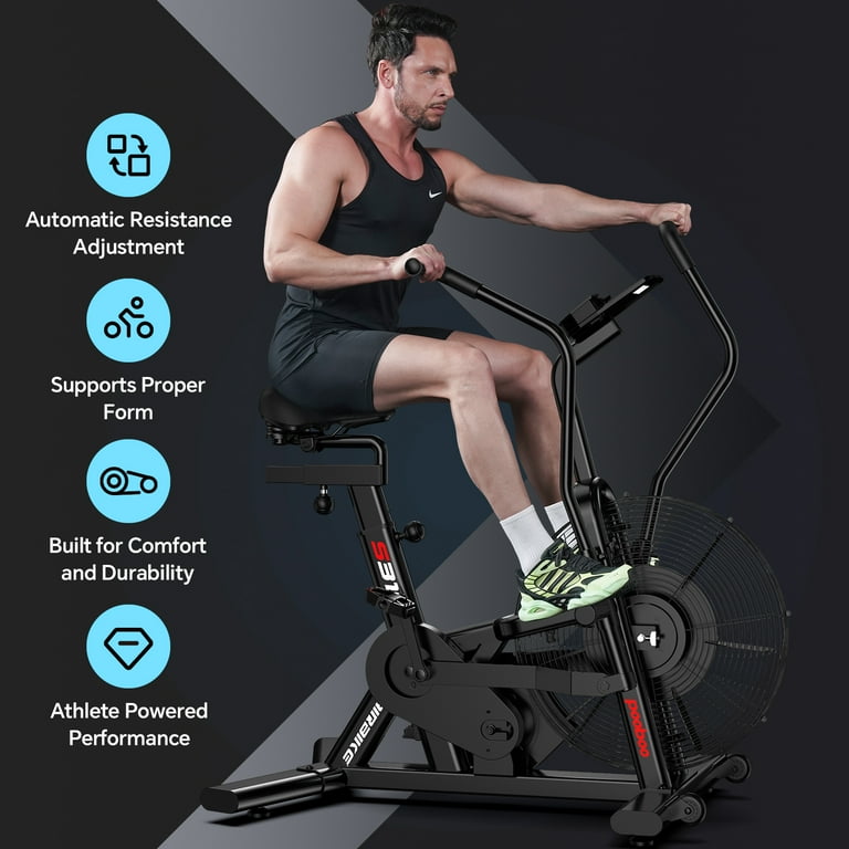 LNOW Commercial Built-in Bluetooth Fan Exercise Bike, Adjustable