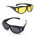 thumbnail image 1 of Anti Glare Night Vision Glasses, Lightweight Polarized Wrap Around Sunglasses for Night Driving, Tinted Lenses with UV 400 Protection, Comfortable Fit Over Goggles for Men and Women, Dual Use Eyewear, 1 of 6