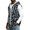 thumbnail image 5 of FENGYOU Mens Sleeveless Zip Up Hoodie Vest Casual Athletic Hooded Jacket with Leopard Print Lightweight Fleece Outerwear Blue L, 5 of 6