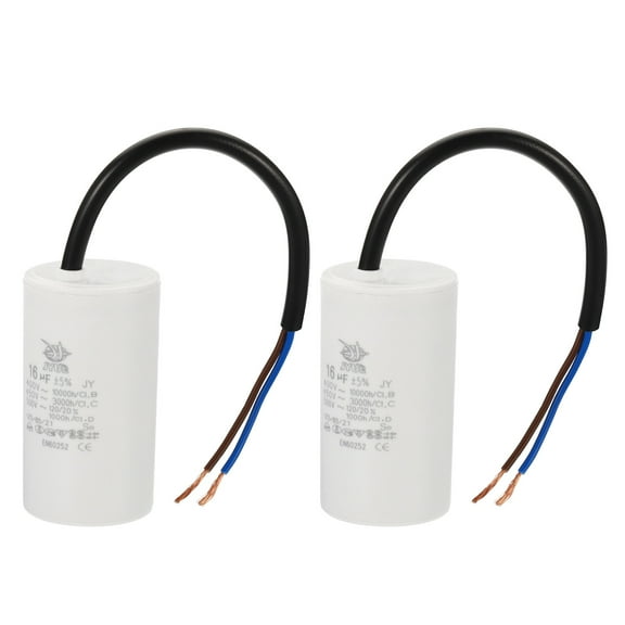 CBB60 16uf Running Capacitor,2Pcs AC 450V 2 Wires 50/60Hz Cylinder 72x40mm  for Water Pumps