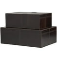 thumbnail image 6 of DecMode Handmade Storage Dark Brown Leather Decorative Box with Snap Front Closure and Detailed Stitching, 2 Count, 6 of 7