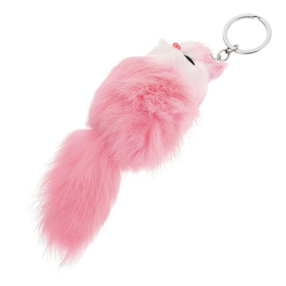 FONWILYO 1Pcs Soft Pink Plush Metal Keychain for Girls as Key Holder and Purse Decor