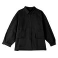 thumbnail image 4 of Women Linen Blend Shirt Jackets with Pocket Long Sleeve Casual Loose Coat Lapel Collar Cardigan Lightweight Outwear (Medium, Black 01), 4 of 4