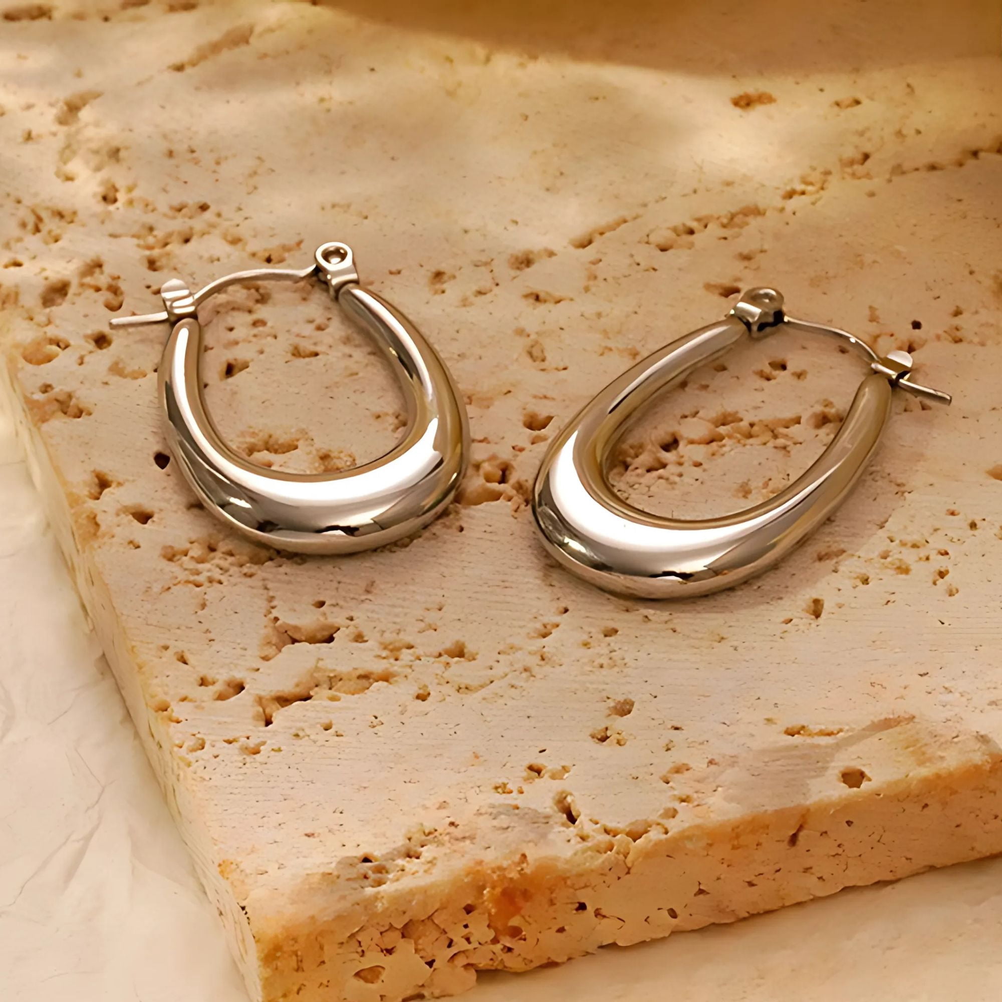 Hoop Earrings for Women by Ginger Lyne Gold Stainless Steel Lightweight Classic Everyday Style