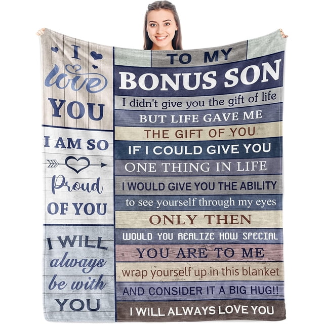 LHSHID Bonus Son Gifts Best Bonus Son Gift from Bonus Mom/Dad Gift for Bonus Son Step Son Gifts Ideas Unique Birthday/Graduation for Bonus/Step Son Blanket 60"x80"