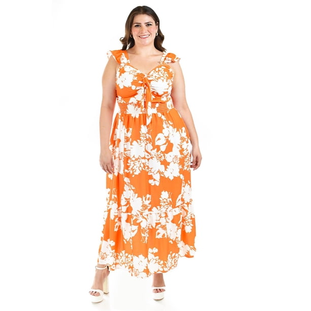 Vestido escote con nudo Roman Fashion /Tallas Extras, 4335 (Naranja) naranja 36