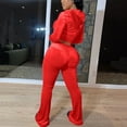 thumbnail image 5 of vigerkar Tracksuit Womens Two Piece Lounge Set Long Sleeve Zip up Hooded Jacket Wide Leg Pants Y2k Sweatsuit Set (Red, M), 5 of 6