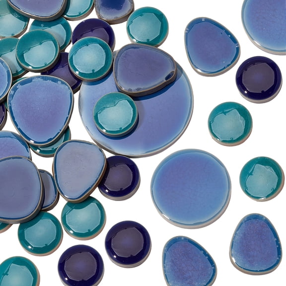 1 Box 200g Blue Porcelain Mosaic Tiles Irregular Mosaic Tiles Bulk Broken Porcelain Pieces Mixed Shapes Ceramic Supplies