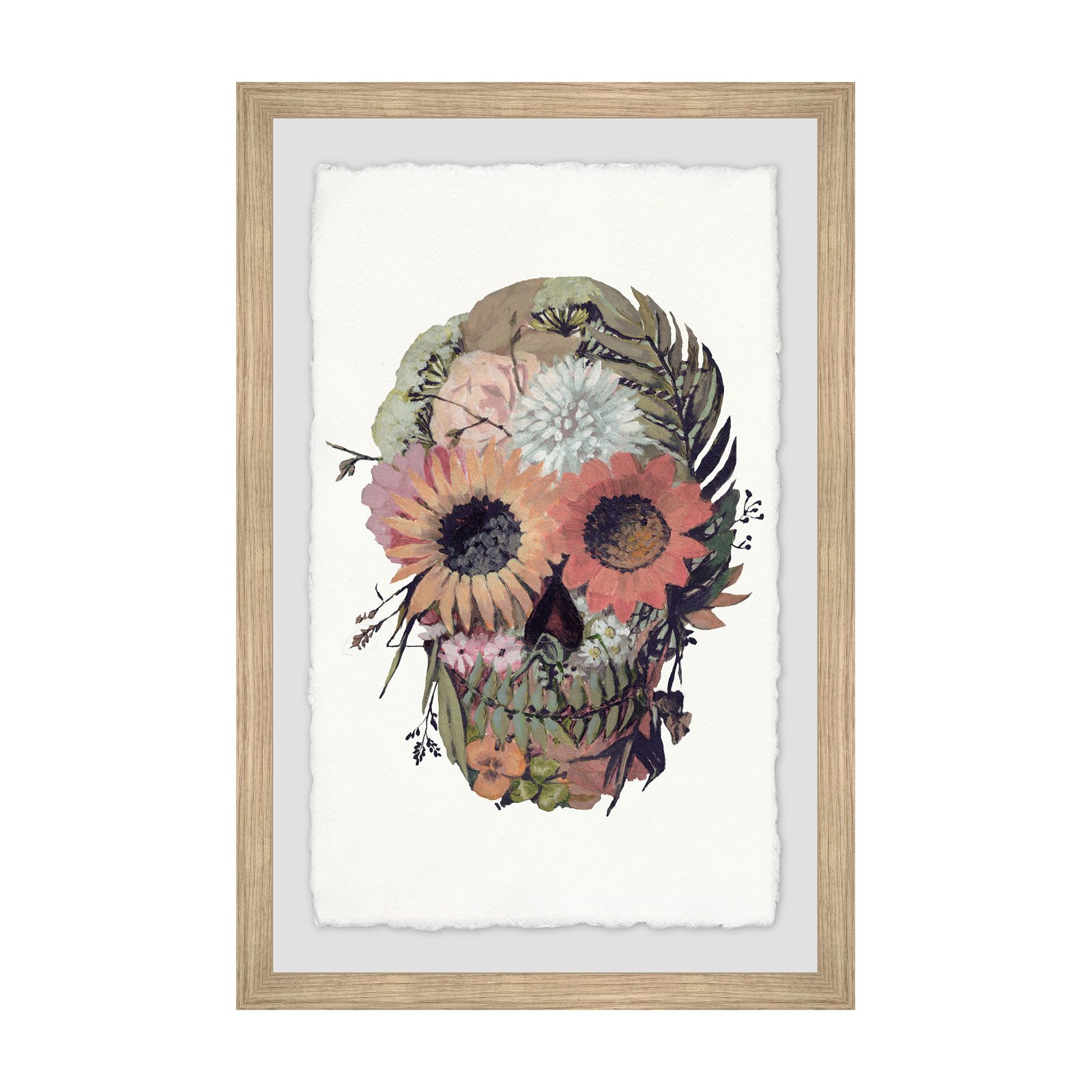 Marmont Hill Floral Skull Framed Print Wall Art