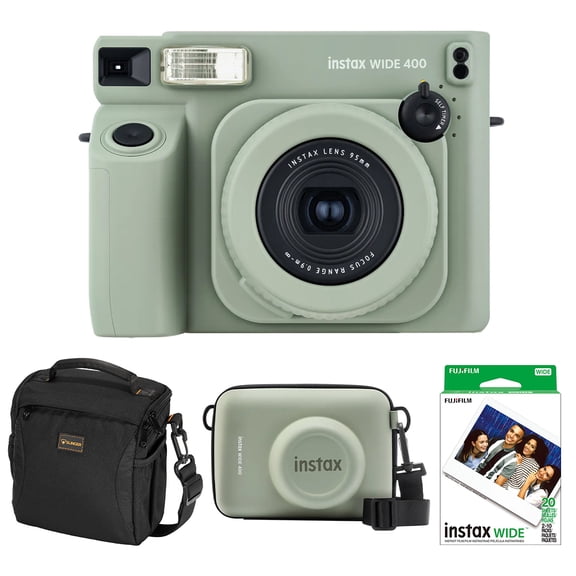 Fujifilm Instax Wide 400 Instant Film Camera, Bundle With, Fujifilm 20-Pack Instax Wide Instant Color Print Film and Slinger Alpine Multi-Device Shoulder Bag
