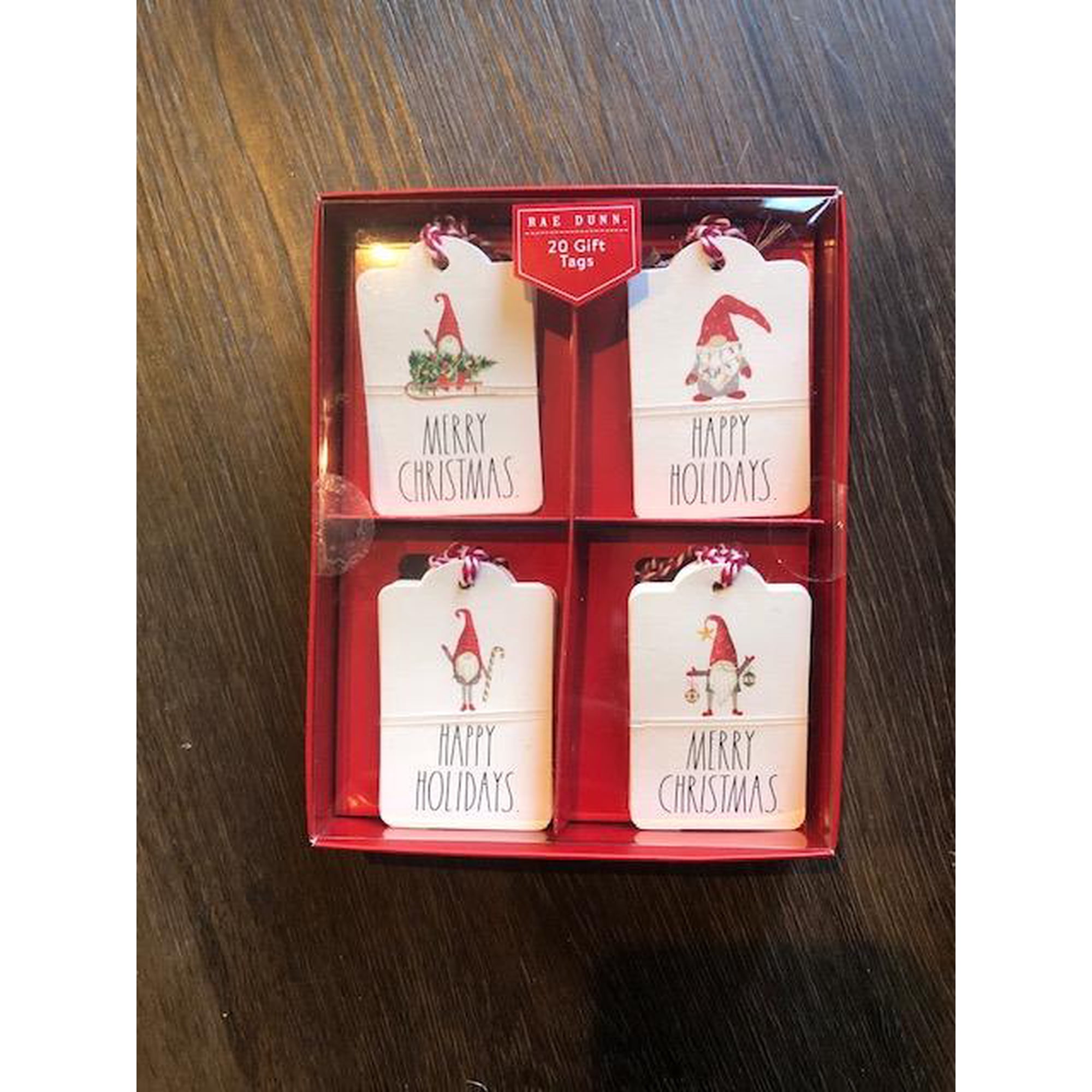 Rae Dunn 20 pc Gnome Gift Cards includes 10-Merry Christmas 10-Happy Holidays Red White Green