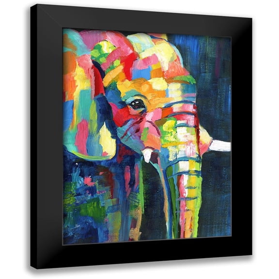 Nan 12x14 Black Modern Framed Museum Art Print Titled - Vibrant Elephant