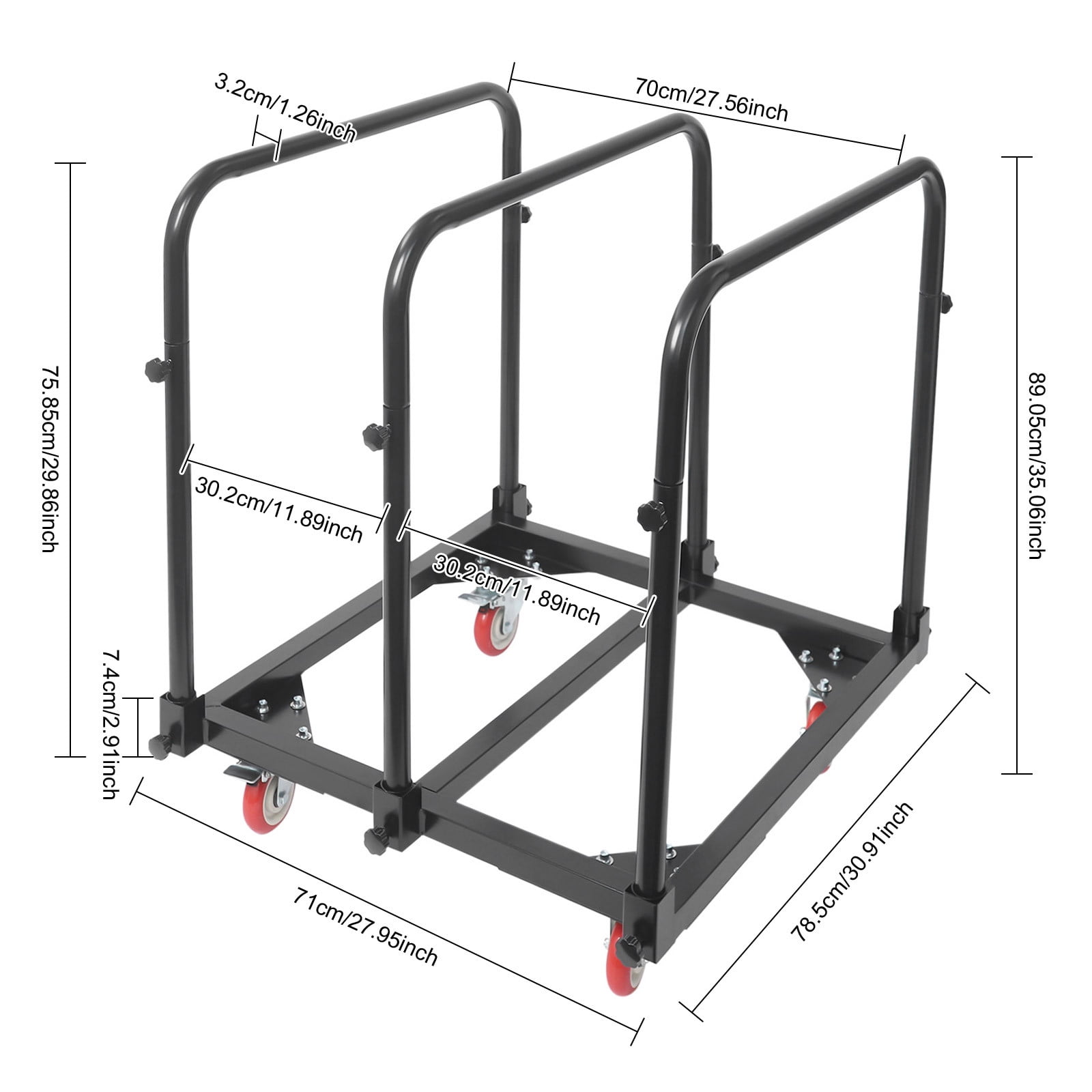ToppiJoy Heavy Duty Hand Truck Dolly with 4 Swivel Casters, Industrial Hand Cart Hold up to 1400lbs for Plywood, Warehouse, Factory, Workshop (Black)