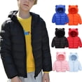 thumbnail image 1 of 2-7T Winter Hooded Down Coats for Kids Baby Boys Girls Solid Ultralight Puffer Padded Jacket with Hoods Bear Ear Toddler Snow Outerwear, 1 of 6