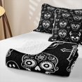 thumbnail image 4 of Homewish Halloween Candy Skull Twin Quilt Set, Spooky Animal Twin Coverlet Set, Black White, 2 Pieces 1 Bedspread and 1 Pillowcase, 4 of 7