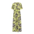 thumbnail image 4 of Jinhomg Vacation Dresses for Women Elegant Floral Print Boho Dress Plus Size Casual Short Sleeve Wrap V-Neck Midi Dresses Flowy Swing Aline Dress Winter Saving Yellow XXXL, 4 of 7