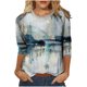 thumbnail image 1 of Camiseta de manga larga con cuello redondo y estampado floral para mujer Pompotops  FGAJ10052, 1 of 5