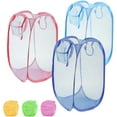 thumbnail image 2 of Sunjoy Tech Mesh Laundry Popup Hampers, Foldable Clothes Washing Laundry Basket Bins, Handles Kids Garments Hamper, for Storage Room, Kids Toys, College Dorm, Home Organization Travel Use, 2 of 2