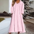 thumbnail image 3 of Women's Casual Round Neck Long Sleeve Pullover Loose Wool Hooded Dress for Winter Comfort and Everyday Wear,Pink,M, 3 of 8