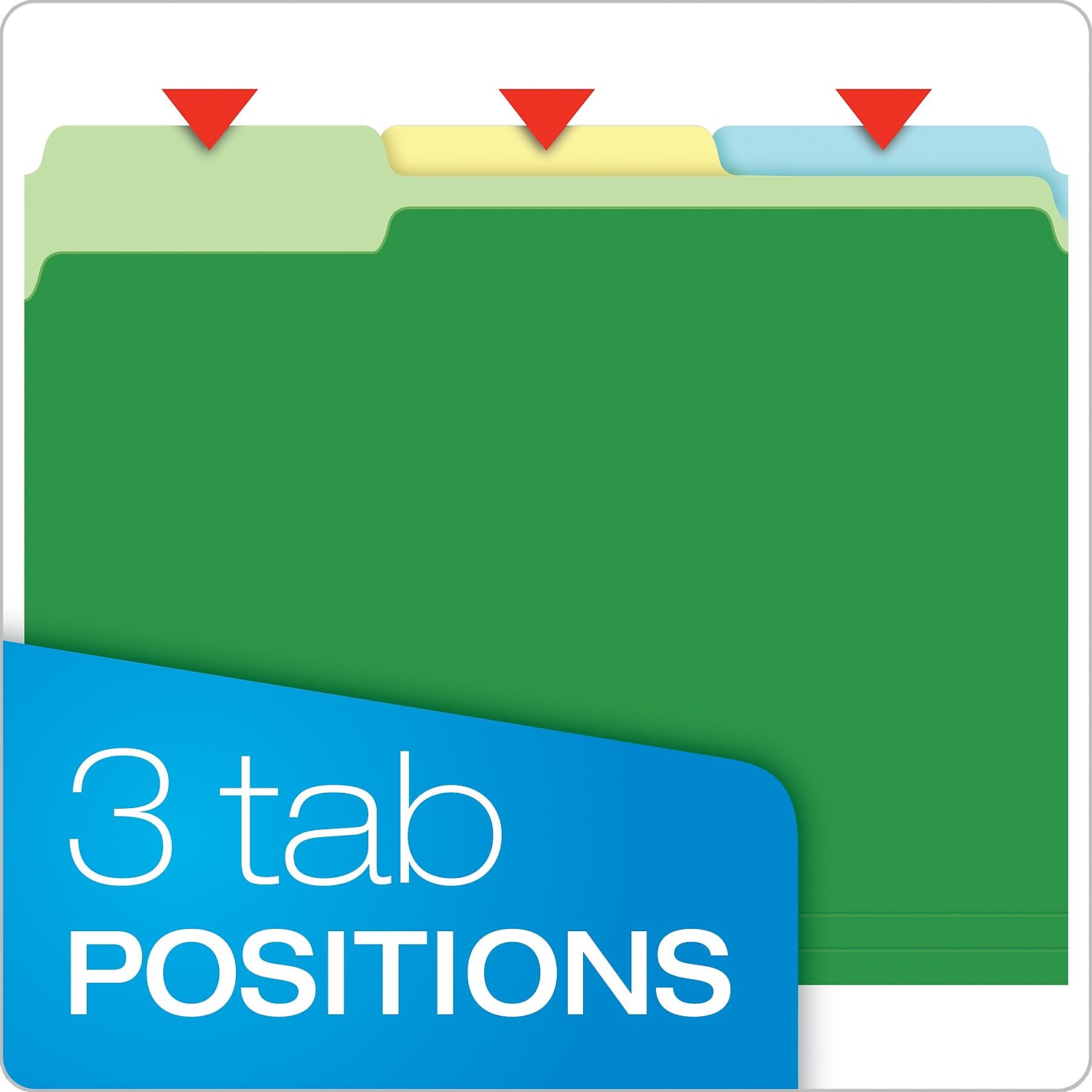Pendaflex 54460EE 1/3-Cut Tabs: Assorted Letter Size Double Stuff File Folders - Assorted Colors (50/Pack)