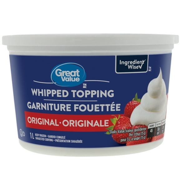 Great Value Original Whipped Topping, 1 L