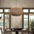 thumbnail image 3 of UEEYAC Vintage Handwoven Rattan Pendant Lights Wicker Lamp Shade, 3 of 12