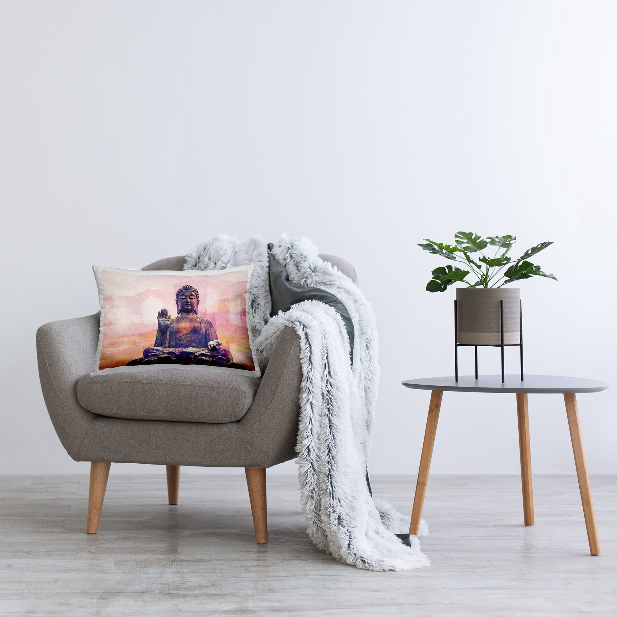 Stupell Industries Buddha Prayer Statue Decorative Printed Throw Pillow Design By Emma P, 14 x 20