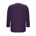 thumbnail image 6 of Pxxlle 3/4 Length Sleeve Tops Women Summer Casual V Neck T Shirts Solid Color Classic Tees with Pocket Purple XXL, 6 of 7