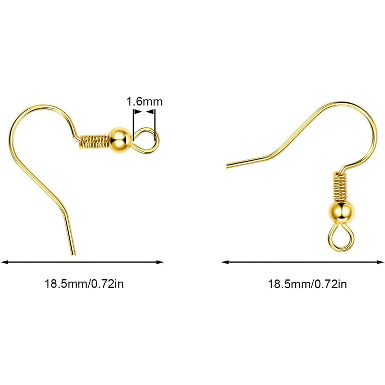 Gold Earring Hooks, [200 Pcs /100 Pairs] Hypoallergenic Earrings Fish Hooks, 14K Gold Plated Brass Ear Wires Suppliers Bulk for DIY Earrings Making (
