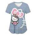 thumbnail image 1 of RWJDXD RWJDXD Uniforme d'Infirmière, Blouses Hello Kitty pour Femmes, Imprimé Cartoon, Manches Courtes, Poches, Uniformes Médicaux, 1 of 6