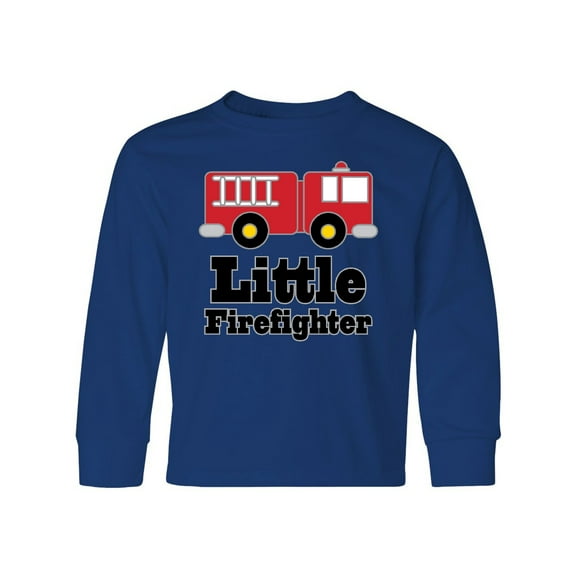 Inktastic Little Firefighter Fire Engine Long Sleeve Youth T-Shirt